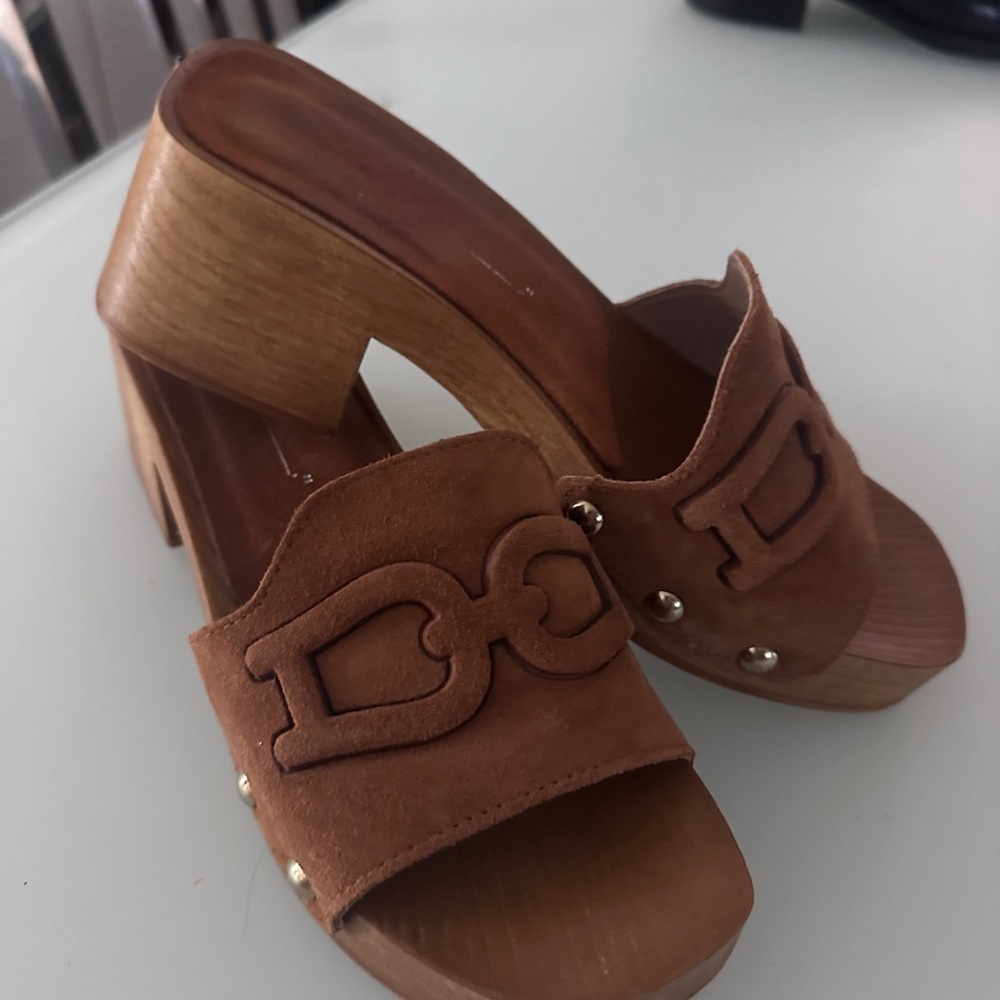Tan Mules Clogs with studs